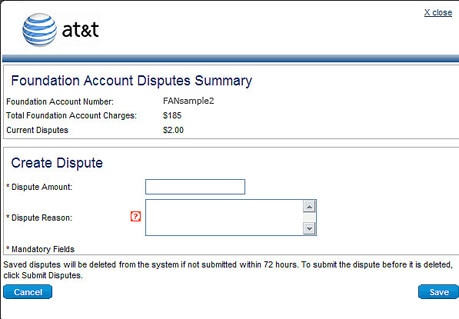 Foundation Account Disputes Summary Page.