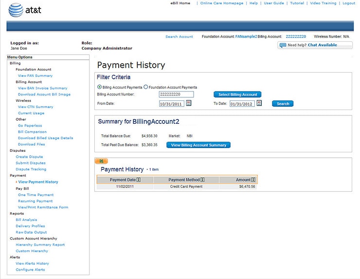 Payment History Page - Sorting Payments.