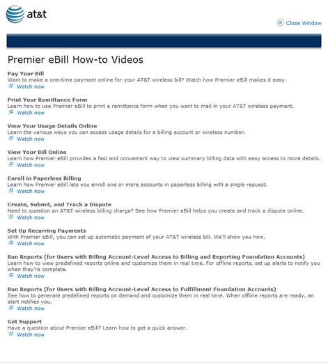 Premier eBill How-to Videos List.
